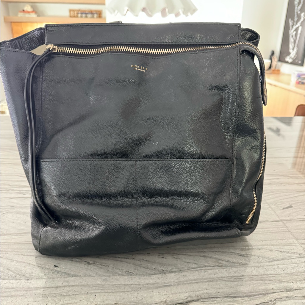Mina Baie Harper Genuine (Not Faux) Leather Backpack Diaper Baby Bag